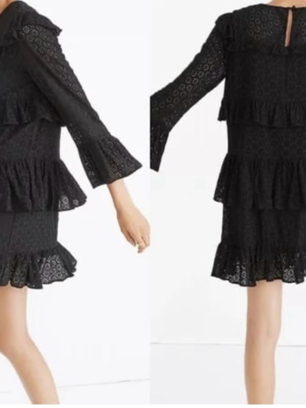 Madewell Eyelet Waterlily Ruffle Dress Back Keyhole Lined Size 0
Tiered